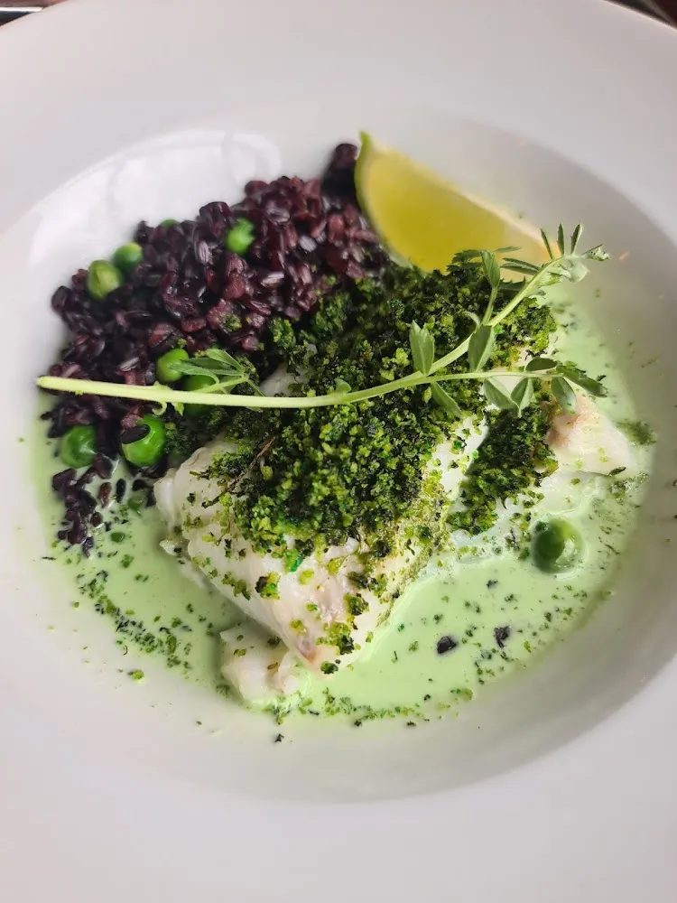 Cabillaud Sauce Menthe Riz Noir