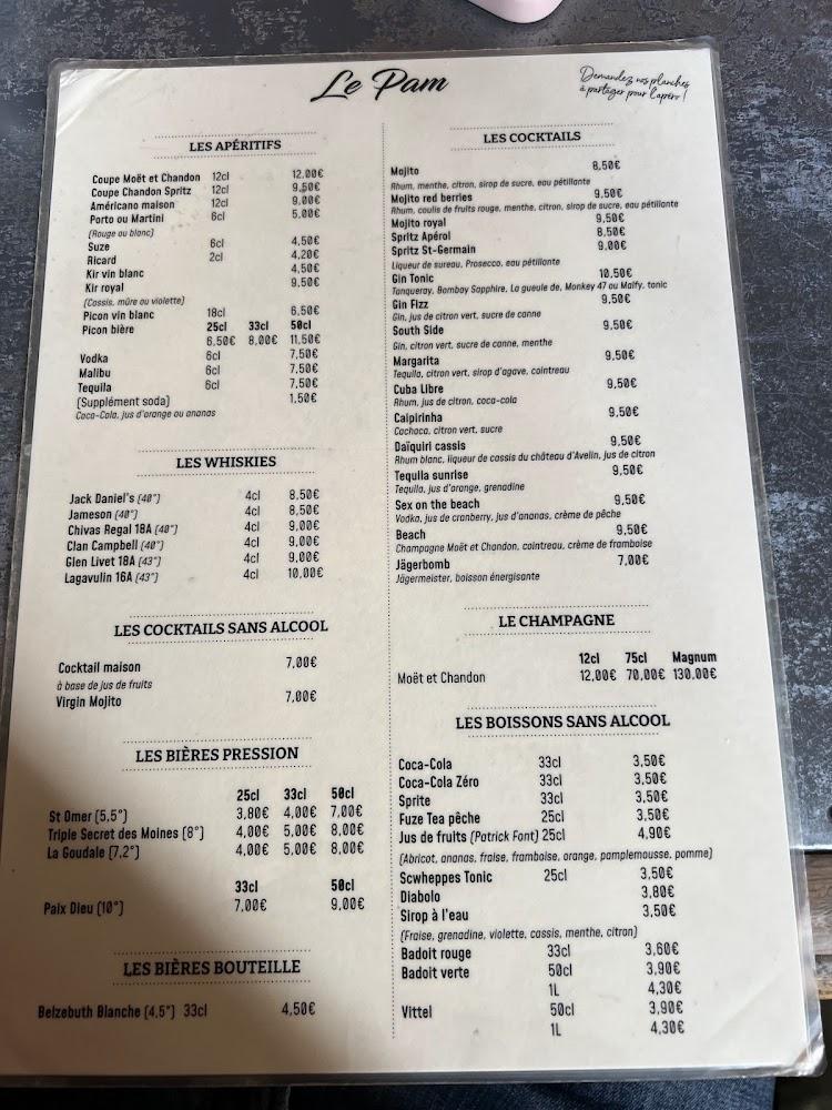 Restaurant Le Pam - Menu Image 2